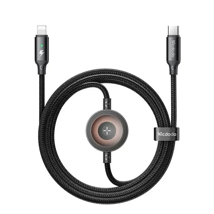 Mcdodo CA-5680 36w 1 Lightning Ve 1 Watch Kablosuz Şarj Kablosu- Siyah