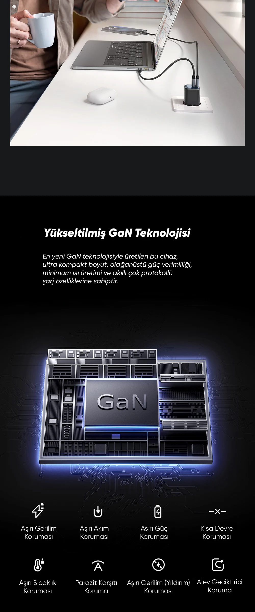Mcdodo CH-1001 GaN Serisi 45W 2C Mini GaN Şarj Cihazı Beyaz ürün afişi · bölüm 5