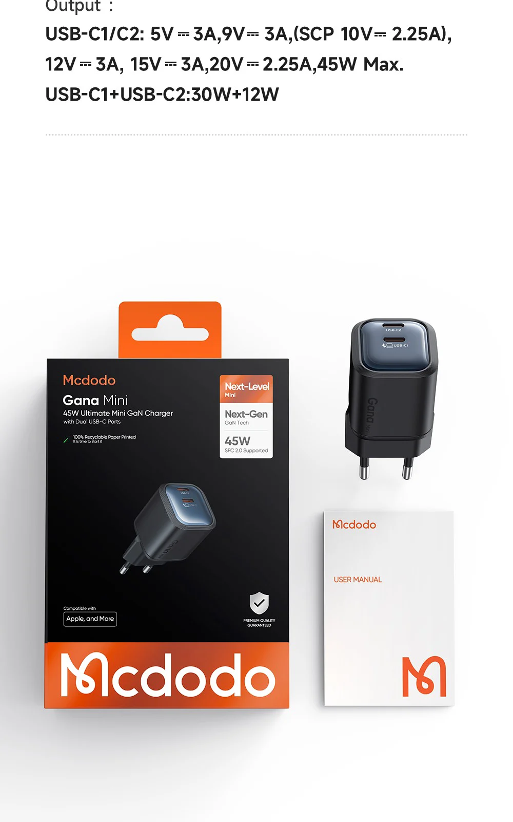 Mcdodo CH-1001 GaN Serisi 45W 2C Mini GaN Şarj Cihazı Beyaz ürün afişi · bölüm 8