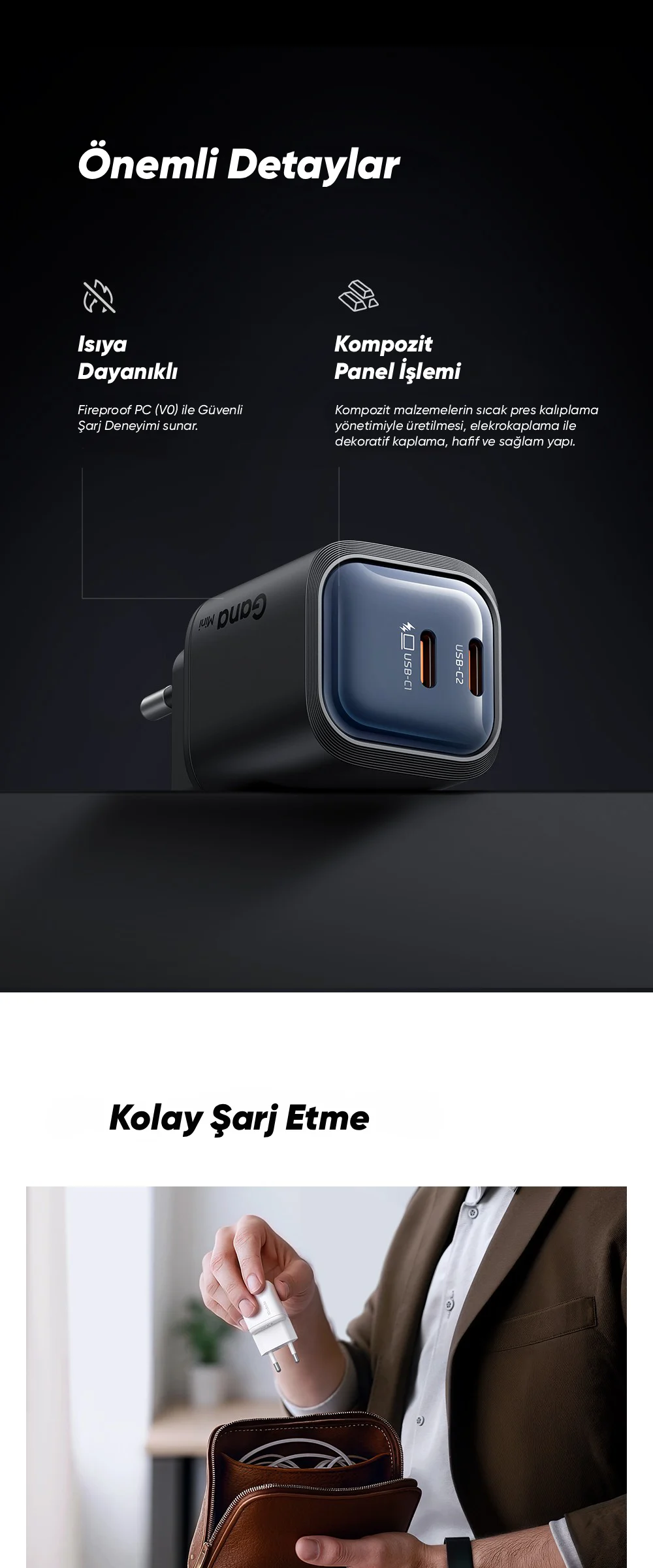 Mcdodo CH-1001 GaN Serisi 45W 2C Mini GaN Şarj Cihazı Beyaz ürün afişi · bölüm 6