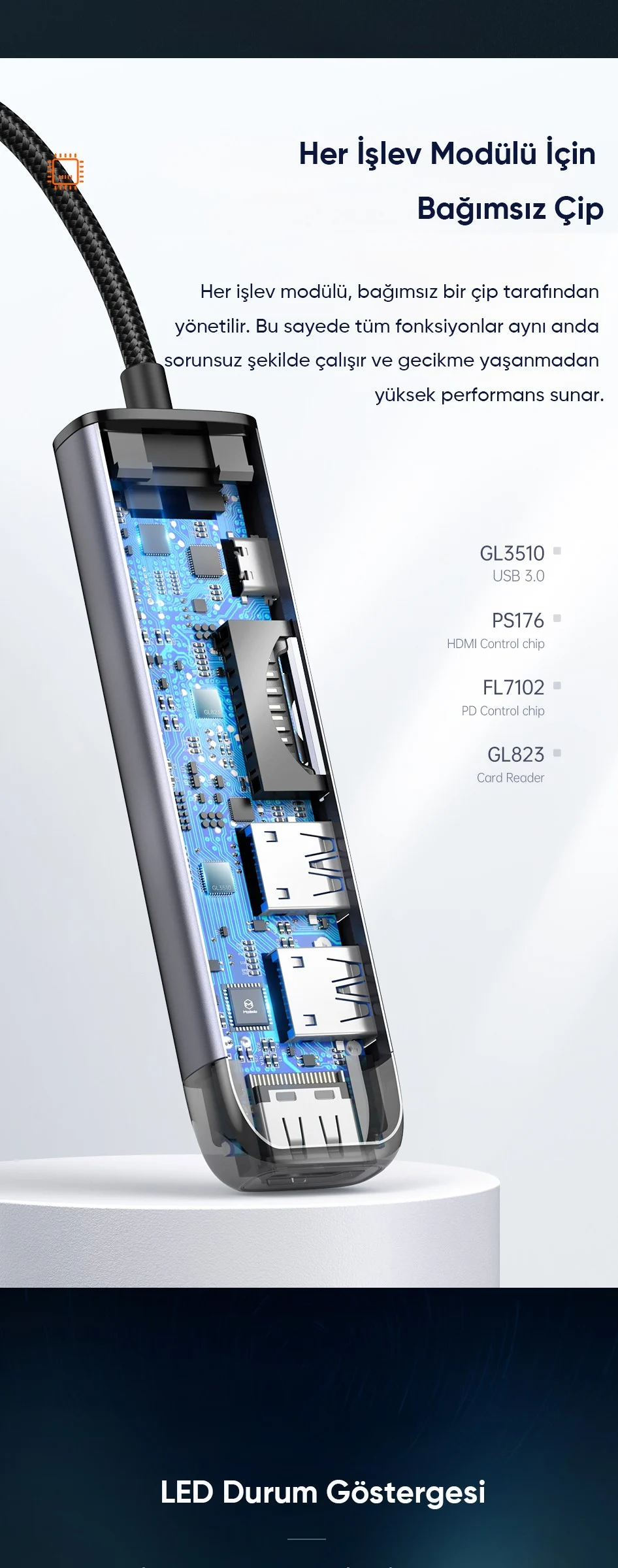 Mcdodo HU-7740 Type-c Hdmı+usb 3.0 PD Macbook Çoklayıcı Adaptör-gri ürün afişi · bölüm 8