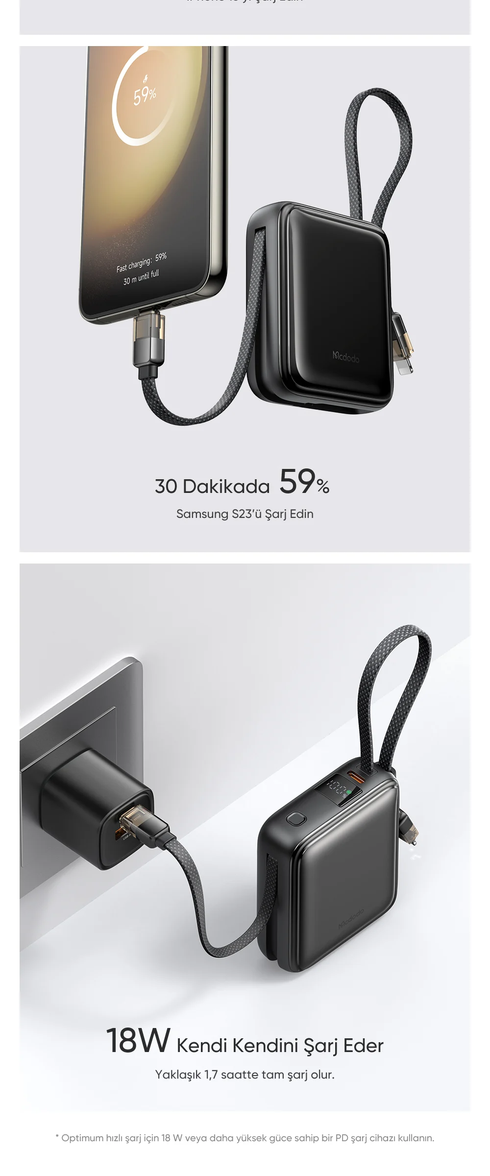 Mcdodo MC-2550 10000mAh 22.5w Dahili Kablolu Mini Powerbank ürün afişi · bölüm 5