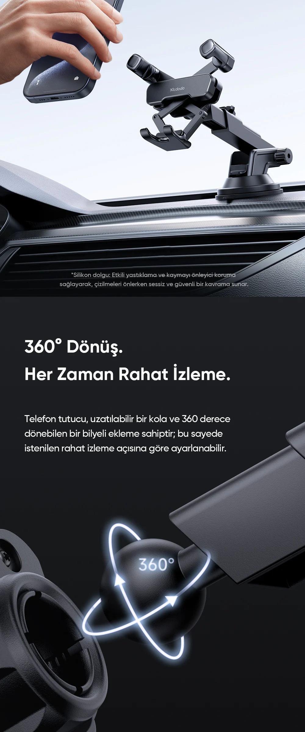 Mcdodo TB-8510 Gravito Serisi  Tutma Özellikli Araç Içi Telefon Tutucu ürün afişi · bölüm 3